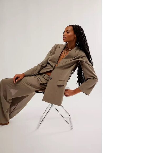 Free People Sheer Soul Suit Set Blazer and Pants Size 8 NWOT - Picture 3 of 12